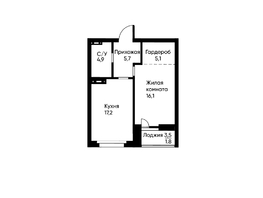 Продается 1-комнатная квартира ЖК Ранвэй, 50.2  м&sup2;, 8549060 рублей