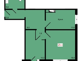 Продается 2-комнатная квартира ЖК КБС. Курчатова, дом 12.1, 60.9  м&sup2;, 8700000 рублей