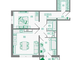 Продается 2-комнатная квартира ЖК КБС. Курчатова, дом 12.1, 57.5  м&sup2;, 9000000 рублей