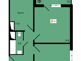 Продается 2-комнатная квартира ЖК КБС. Курчатова, дом 12.1, 55.9  м&sup2;, 8650000 рублей