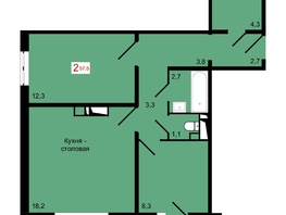Продается 2-комнатная квартира ЖК КБС. Курчатова, дом 12.1, 57.5  м&sup2;, 8750000 рублей