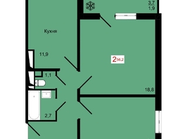 Продается 2-комнатная квартира ЖК КБС. Курчатова, дом 12.2, 56.2  м&sup2;, 8800000 рублей