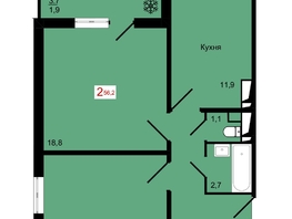 Продается 2-комнатная квартира ЖК КБС. Курчатова, дом 12.2, 56.2  м&sup2;, 8500000 рублей