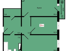 Продается 2-комнатная квартира ЖК КБС. Курчатова, дом 12.2, 69.5  м&sup2;, 9900000 рублей