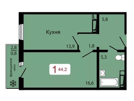 Продается 1-комнатная квартира ЖК КБС. Классика, дом 3, 44.2  м&sup2;, 10500000 рублей