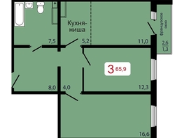 Продается 3-комнатная квартира ЖК КБС. Берег, дом 7 строение 6, 65.9  м&sup2;, 9450000 рублей