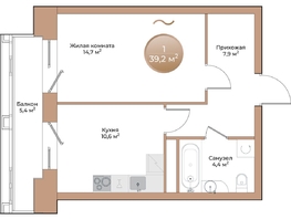 Продается 1-комнатная квартира ЖК Небо над Енисеем, 39.2  м&sup2;, 8624000 рублей