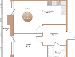 Продается 1-комнатная квартира ЖК Небо над Енисеем, 50.1  м&sup2;, 11172300 рублей