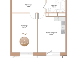 Продается 1-комнатная квартира ЖК Небо над Енисеем, 52.4  м&sup2;, 10270400 рублей
