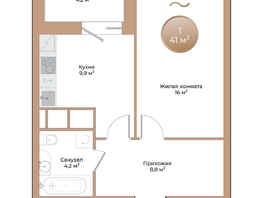 Продается 1-комнатная квартира ЖК Небо над Енисеем, 41  м&sup2;, 8487000 рублей