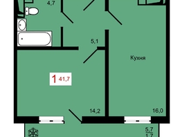 Продается 1-комнатная квартира ЖК Мичурино, дом 4 стр 4, 41.7  м&sup2;, 6400000 рублей