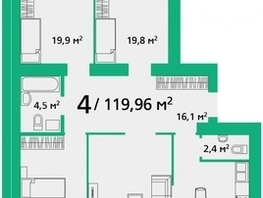 Продается 4-комнатная квартира ЖК Норма, дом 1, 119.86  м&sup2;, 16500000 рублей
