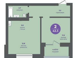 Продается 2-комнатная квартира ЖК Прогресс-квартал Перемены, дом 4, 43.3  м&sup2;, 6581600 рублей