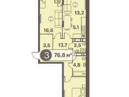 Продается 3-комнатная квартира ЖК Три Клёна, дом 1, 76.8  м&sup2;, 10905600 рублей