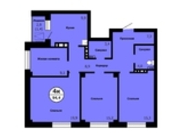 Продается 4-комнатная квартира ЖК Серебряный, дом 1 корпус 3, 94.9  м&sup2;, 11274120 рублей