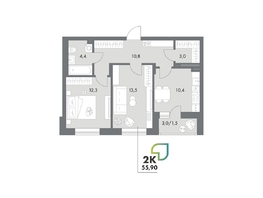 Продается 2-комнатная квартира ЖК Аллея Парк, 4 этап, 56  м&sup2;, 7728000 рублей