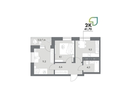 Продается 2-комнатная квартира ЖК Аллея Парк, 4 этап, 41.6  м&sup2;, 6572800 рублей