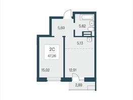 Продается 2-комнатная квартира ЖК Расцветай в Солнечном, дом 2, 47.26  м&sup2;, 6750000 рублей