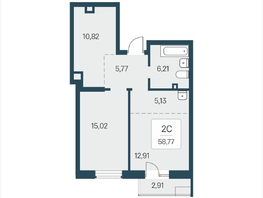 Продается 2-комнатная квартира ЖК Расцветай в Солнечном, дом 2, 58.77  м&sup2;, 7900000 рублей