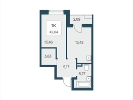 Продается 1-комнатная квартира ЖК Расцветай в Солнечном, дом 2, 42.64  м&sup2;, 6200000 рублей