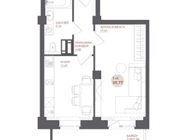Продается 1-комнатная квартира ЖК Звезда, 39.77  м&sup2;, 5448490 рублей