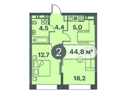 Продается 2-комнатная квартира ЖК Три Клёна, дом 1, 44.8  м&sup2;, 8288000 рублей