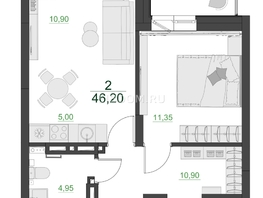 Продается 2-комнатная квартира ЖК Дивные Дали, 2 очередь, 46.2  м&sup2;, 6475000 рублей