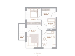 Продается 2-комнатная квартира  Николаевские кварталы, Воскресенский, 56.76  м&sup2;, 12487200 рублей