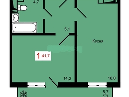 Продается 1-комнатная квартира ЖК Мичурино, дом 4 стр 4, 41.7  м&sup2;, 6470000 рублей