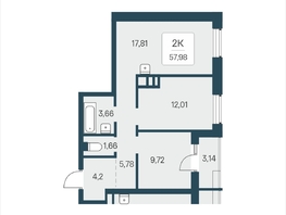 Продается 2-комнатная квартира ЖК Расцветай в Солнечном, дом 2, 57.98  м&sup2;, 8100000 рублей