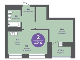 Продается 2-комнатная квартира ЖК Прогресс-квартал Перемены, дом 4, 42.4  м&sup2;, 6646200 рублей