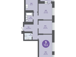 Продается 3-комнатная квартира ЖК Прогресс-квартал Перемены, дом 4, 73.5  м&sup2;, 11025000 рублей