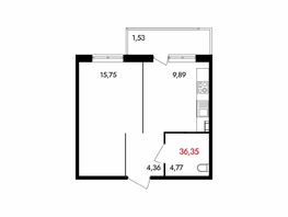 Продается 1-комнатная квартира ЖК Аринский, дом 2 корпус 3, 36.35  м&sup2;, 4550000 рублей