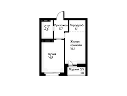 Продается 1-комнатная квартира ЖК Ранвэй, 49.4  м&sup2;, 9331641 рублей