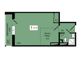 Продается 1-комнатная квартира ЖК КБС. Берег, дом 7 строение 1, 31.9  м&sup2;, 5450000 рублей