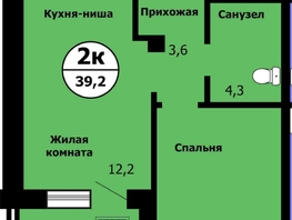 Продается 1-комнатная квартира ЖК Тихие зори, дом Стрелка, корпус 1, 38.3  м&sup2;, 6128000 рублей