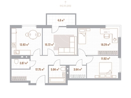 Продается 3-комнатная квартира  Николаевские кварталы, Воскресенский, 90.76  м&sup2;, 18152000 рублей