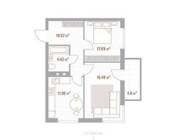 Продается 2-комнатная квартира  Николаевские кварталы, Воскресенский, 56.7  м&sup2;, 11623500 рублей