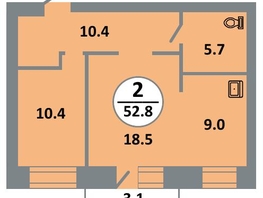 Продается 2-комнатная квартира ЖК Снегири, дом 8, 52.9  м&sup2;, 7490000 рублей