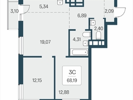 Продается 3-комнатная квартира ЖК Расцветай в Солнечном, дом 2, 68.19  м&sup2;, 9250000 рублей