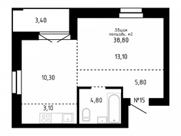 Продается 2-комнатная квартира ЖК Smart (Смарт), 38.8  м², 6014000 рублей