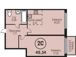 Продается 2-комнатная квартира ЖК Адалин на Южном, дом 15 корпус 1, 49.34  м², 5580000 рублей