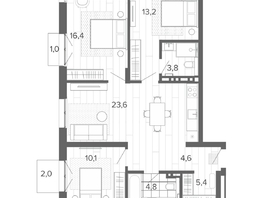 Продается 4-комнатная квартира ЖК Вышка, корпус 1, 85.39  м², 13700000 рублей