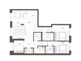 Продается 3-комнатная квартира ЖК Меланж, 109.07  м², 20976000 рублей