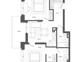 Продается 3-комнатная квартира ЖК Меланж, 72.38  м², 11887000 рублей