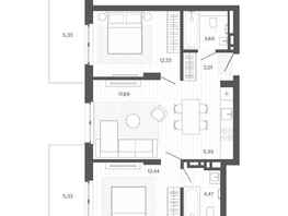 Продается 3-комнатная квартира ЖК Меланж, 69.94  м², 11120000 рублей