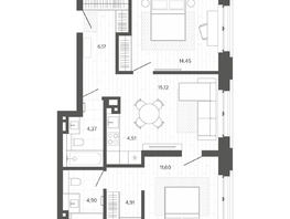 Продается 3-комнатная квартира ЖК Меланж, 66.03  м², 11430000 рублей
