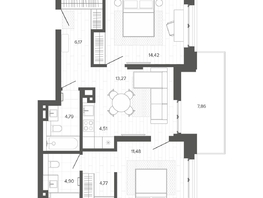 Продается 3-комнатная квартира ЖК Меланж, 72.16 м², 12304000 рублей