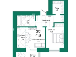 Продается 2-комнатная квартира ЖК Широта, корпус 1, 41.8  м², 6006660 рублей