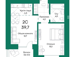 Продается 2-комнатная квартира ЖК Широта, корпус 1, 39.7  м², 5736650 рублей